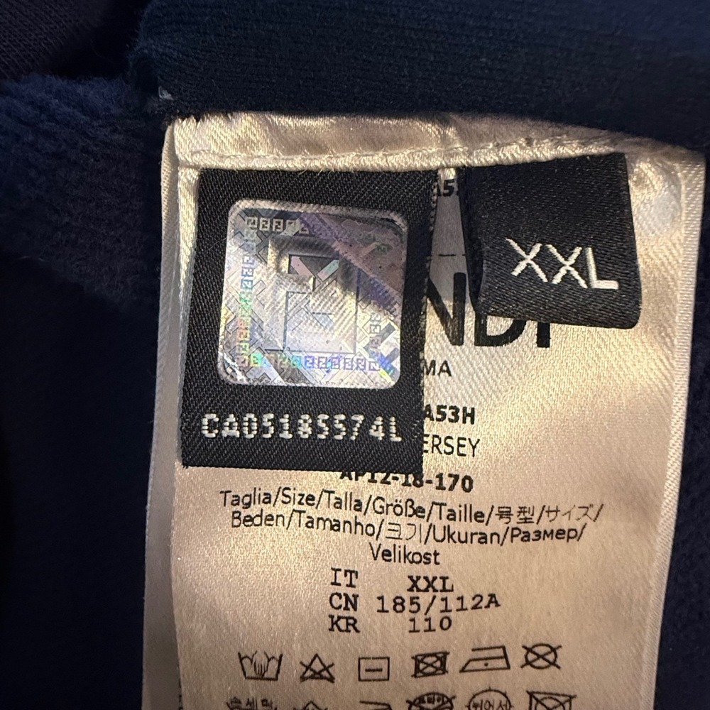 Fendi Roma Navy Blue Bag Bugs Eye Zip Up Hoodie FAF525 A53H XXL Made in‎ Italy - Picture 8 of 12